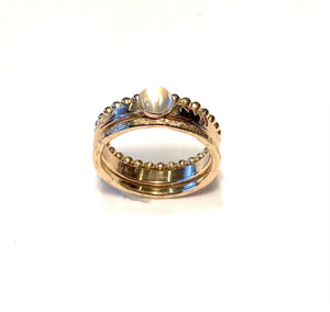 Gold Moonstone Ring Set