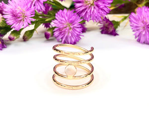Gold Spiral Moonstone Ring