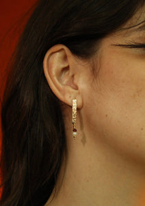Pearl Garnet and Gold Drop Earrings