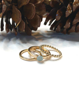 Gold and Aquamarine Ring Set