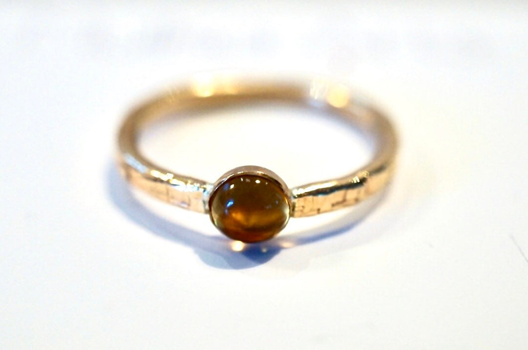 Citrine and Gold Solitaire Ring, Minimalist Gemstone Jewelry, Yellow Gem Ring, November Birthstone Ring, Slim Gold Band, Special Gift