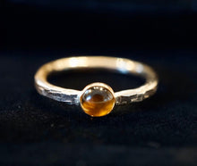 Load image into Gallery viewer, Citrine and Gold Solitaire Ring, Minimalist Gemstone Jewelry, Yellow Gem Ring, November Birthstone Ring, Slim Gold Band, Special Gift
