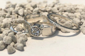 White Topaz Ring, Genuine White Topaz Engagement Ring Set, Wedding Ring Set, Stacking Gemstone Rings, Custom Size Rings, Gift for Her, Bride