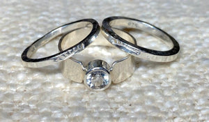 White Topaz Ring, Genuine White Topaz Engagement Ring Set, Wedding Ring Set, Stacking Gemstone Rings, Custom Size Rings, Gift for Her, Bride