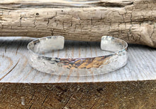 Load image into Gallery viewer, Wide Sterling Cuff, Textured Sterling Silver Bracelet, 925 Silver Cuff, Gift for Friend, Solid Silver Jewelry, Hammered Cuff Bracelet

