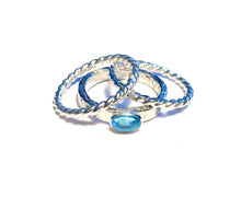 Load image into Gallery viewer, Topaz Stacking Rings, Natural Swiss Blue Topaz Wedding Ring Set, Something Blue, Custom Rings, November Birthstone Ring Set, Christmas Gift
