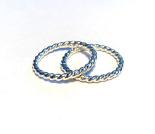 Load image into Gallery viewer, Topaz Stacking Rings, Natural Swiss Blue Topaz Wedding Ring Set, Something Blue, Custom Rings, November Birthstone Ring Set, Christmas Gift
