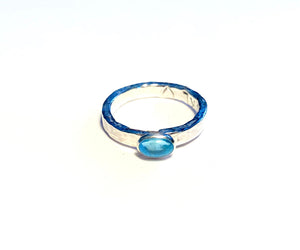 Topaz Stacking Rings, Natural Swiss Blue Topaz Wedding Ring Set, Something Blue, Custom Rings, November Birthstone Ring Set, Christmas Gift