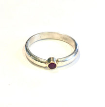 Load image into Gallery viewer, Genuine Ruby or Sapphire Solitaire Ring, Stacking Gemstone Rings, September Birthstone Ring, Girlfriend Gift, Gold and Silver Gem Ring
