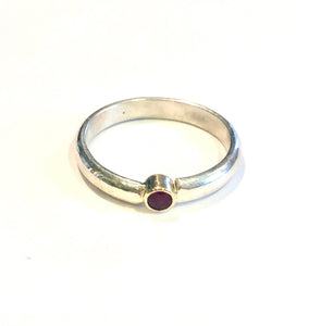 Genuine Ruby or Sapphire Solitaire Ring, Stacking Gemstone Rings, September Birthstone Ring, Girlfriend Gift, Gold and Silver Gem Ring