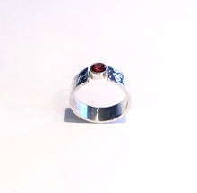 Load image into Gallery viewer, Garnet Solitaire Ring, Silver and Garnet Ring, January Birthstone, Unique Wedding Ring, Personalized Gift, Wide Band Ring, Girlfriend Gift
