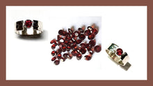 Load image into Gallery viewer, Garnet Solitaire Ring, Silver and Garnet Ring, January Birthstone, Unique Wedding Ring, Personalized Gift, Wide Band Ring, Girlfriend Gift
