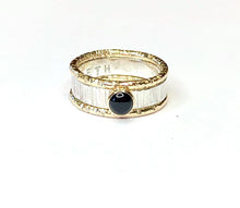 Load image into Gallery viewer, Black Onyx Ring Set, Personalized Jewelry, Gemstone Mixed Metal Ring, Stacking Ring, Silver and Gold Rings, Girlfriend Gift, Birthstone Ring
