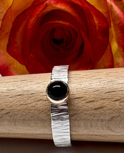 Load image into Gallery viewer, Black Onyx Ring, Birthstone Ring, Personalized Jewelry, Black Onyx Gemstone Ring, Stacking Ring, Silver and Gold Ring, Girlfriend Gift
