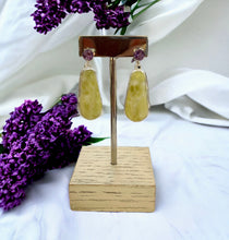 Load image into Gallery viewer, Amethyst and Lemon Quartz Dangle Sterling Silver Earrings
