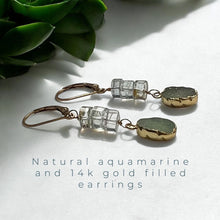 Load image into Gallery viewer, Gold and Aquamarine Drop Earrings
