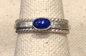 Blue Lapis and Sterling Silver Stacking Ring Set