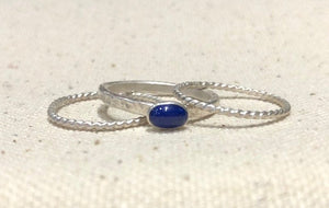 Blue Lapis and Sterling Silver Stacking Ring Set