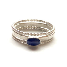 Load image into Gallery viewer, Blue Lapis and Sterling Silver Stacking Ring Set
