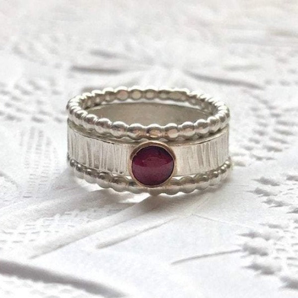 Red Garnet Ring Set