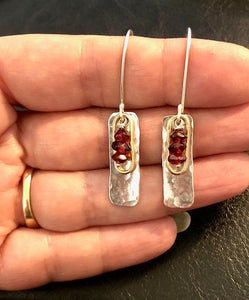 Garnet Dangle Drop Earrings