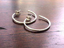 Load image into Gallery viewer, Large Textured Sterling Silver Hoop Earrings
