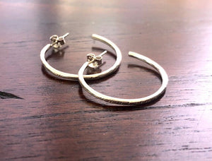 Large Textured Sterling Silver Hoop Earrings