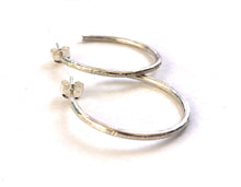 Load image into Gallery viewer, Large Textured Sterling Silver Hoop Earrings
