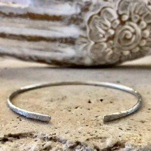 Slim Textured Sterling Silver Cuff Bracelet