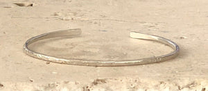 Slim Textured Sterling Silver Cuff Bracelet