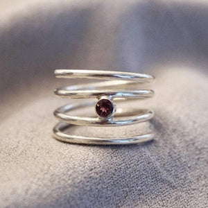 Garnet Sterling Silver Wrap Ring