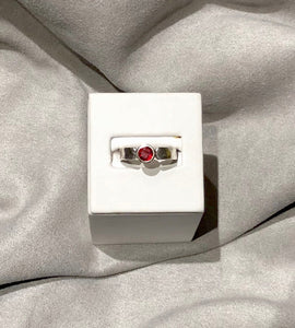 Unique Red Garnet Solitaire Ring