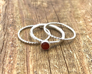 Carnelian Stacking Ring Set