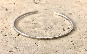 Slim Textured Sterling Silver Cuff Bracelet