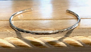 Sterling Silver Slim Textured Cuff Bracelet