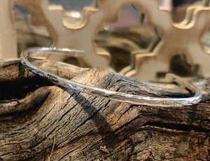 Sterling Silver Slim Textured Cuff Bracelet