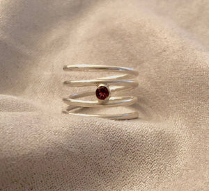Garnet Sterling Silver Wrap Ring