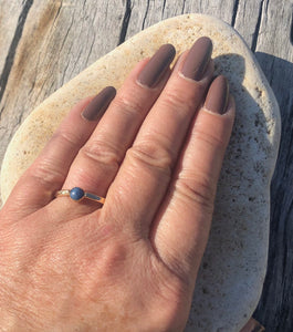 Blue Lapis and Gold Solitaire Ring