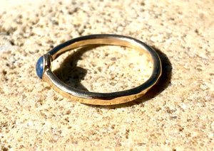 Blue Lapis and Gold Solitaire Ring