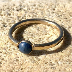 Blue Lapis and Gold Solitaire Ring