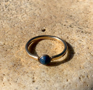 Blue Lapis and Gold Solitaire Ring