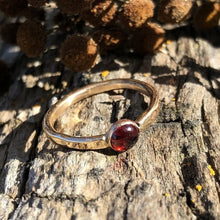 Load image into Gallery viewer, Garnet and Gold Solitaire RIng
