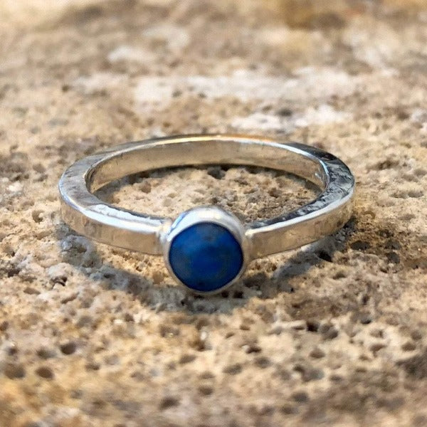 Sterling Silver Lapis Solitaire Ring