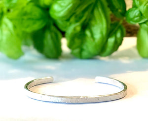 Thick Silver Mat Cuff Bracelet, Personalization Available - 4.2mm Wide