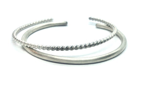 Twisted 925 Sterling Silver Matte Bracelet - 3mm Wide