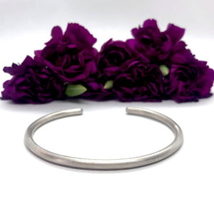 Solid Sterling Silver Matte Cuff Bracelet - 3mm Round