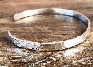 Wide Textured Sterling Silver Cuff Bracelet
