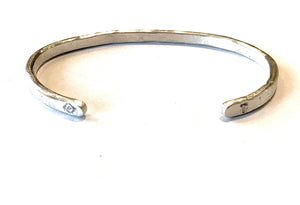 Thick Silver Mat Cuff Bracelet, Personalization Available - 4.2mm Wide