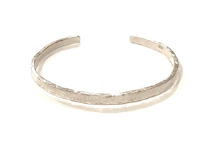 Unisex Hammered Cuff Sterling Silver Bracelet - 4.2mm Wide
