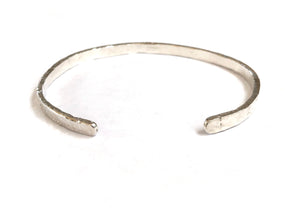 Unisex Hammered Cuff Sterling Silver Bracelet - 4.2mm Wide